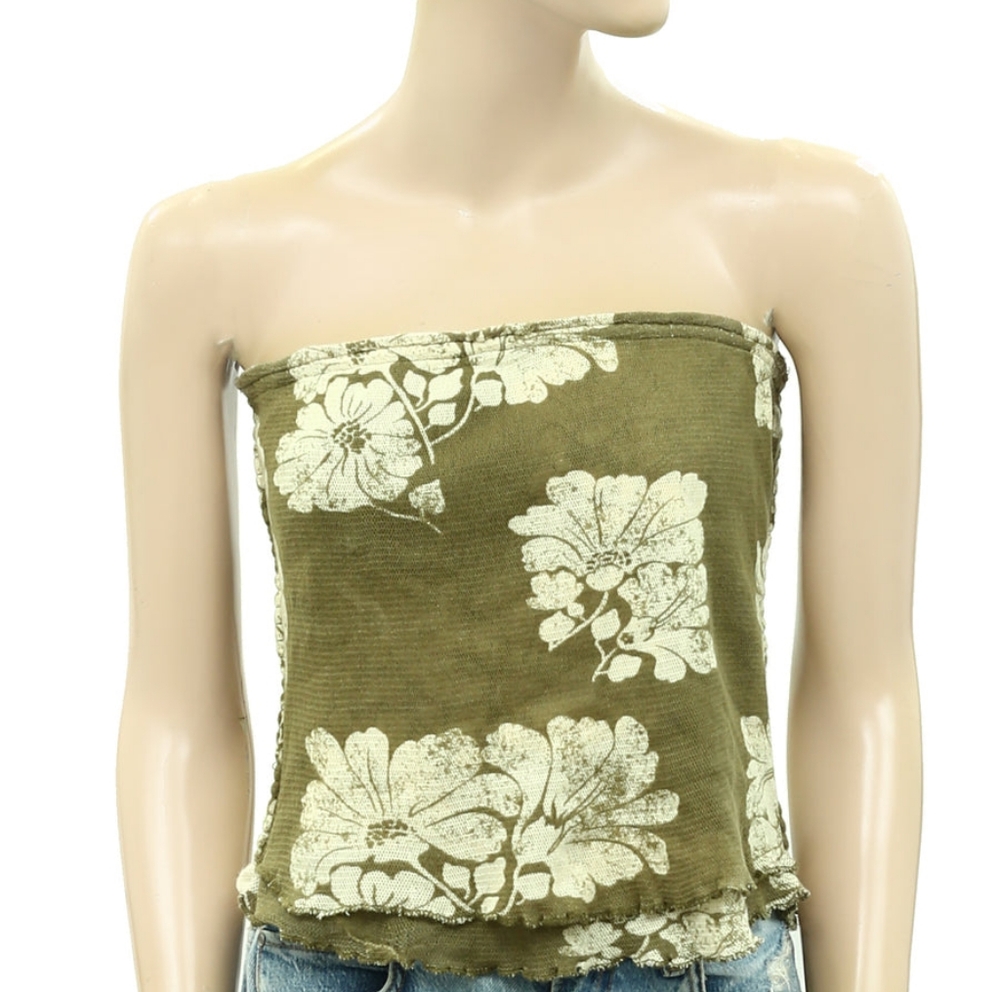 Free People poppy tube top women’s army green LARGE - Picture 6 of 13